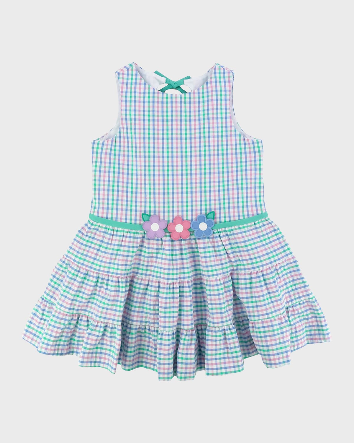 Florence Eiseman Girl's FlowerEmbroidered Plaid Seersucker Dress with