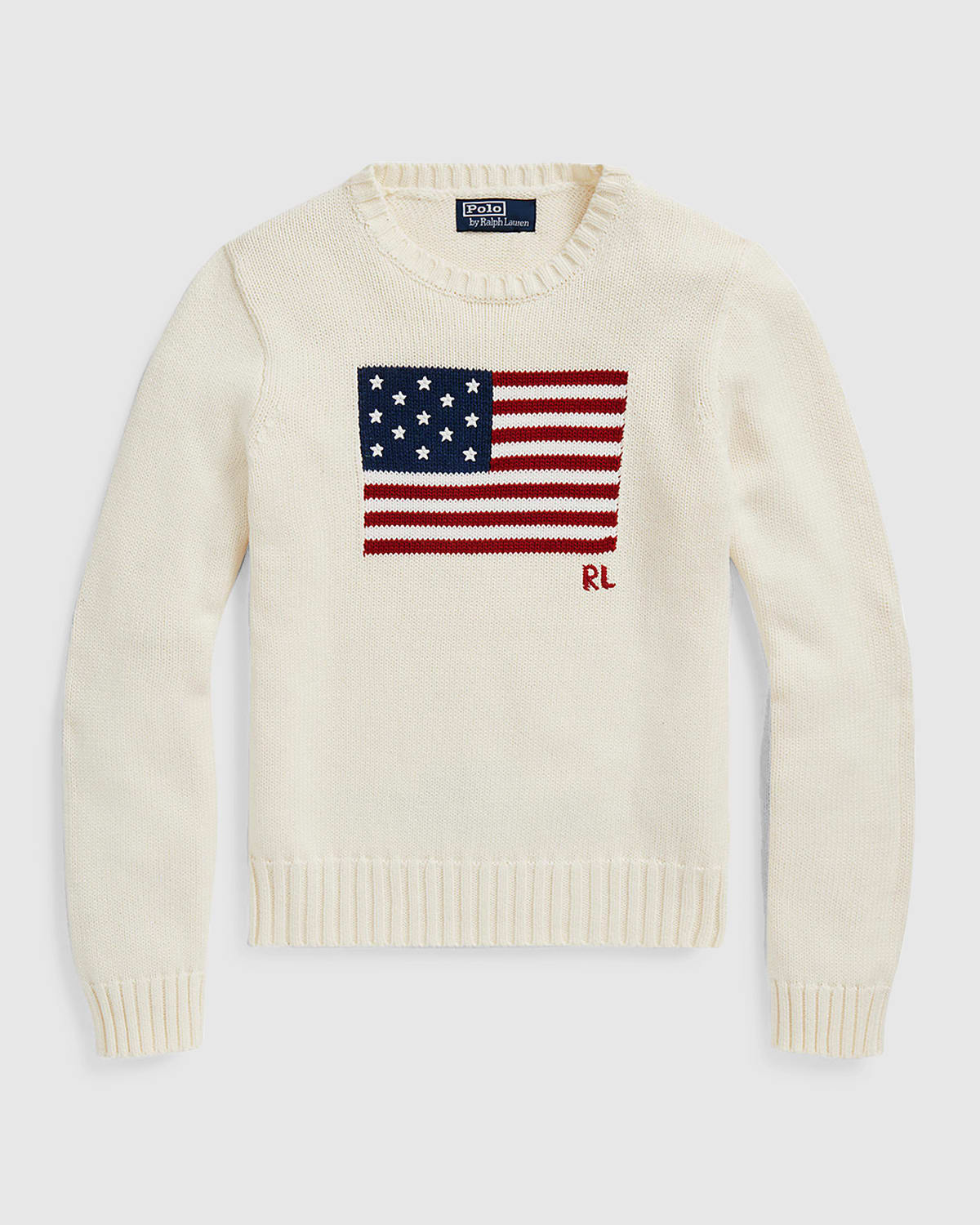 Polo Ralph Lauren Patchwork-Flag Cotton-Linen Sweater | Neiman Marcus