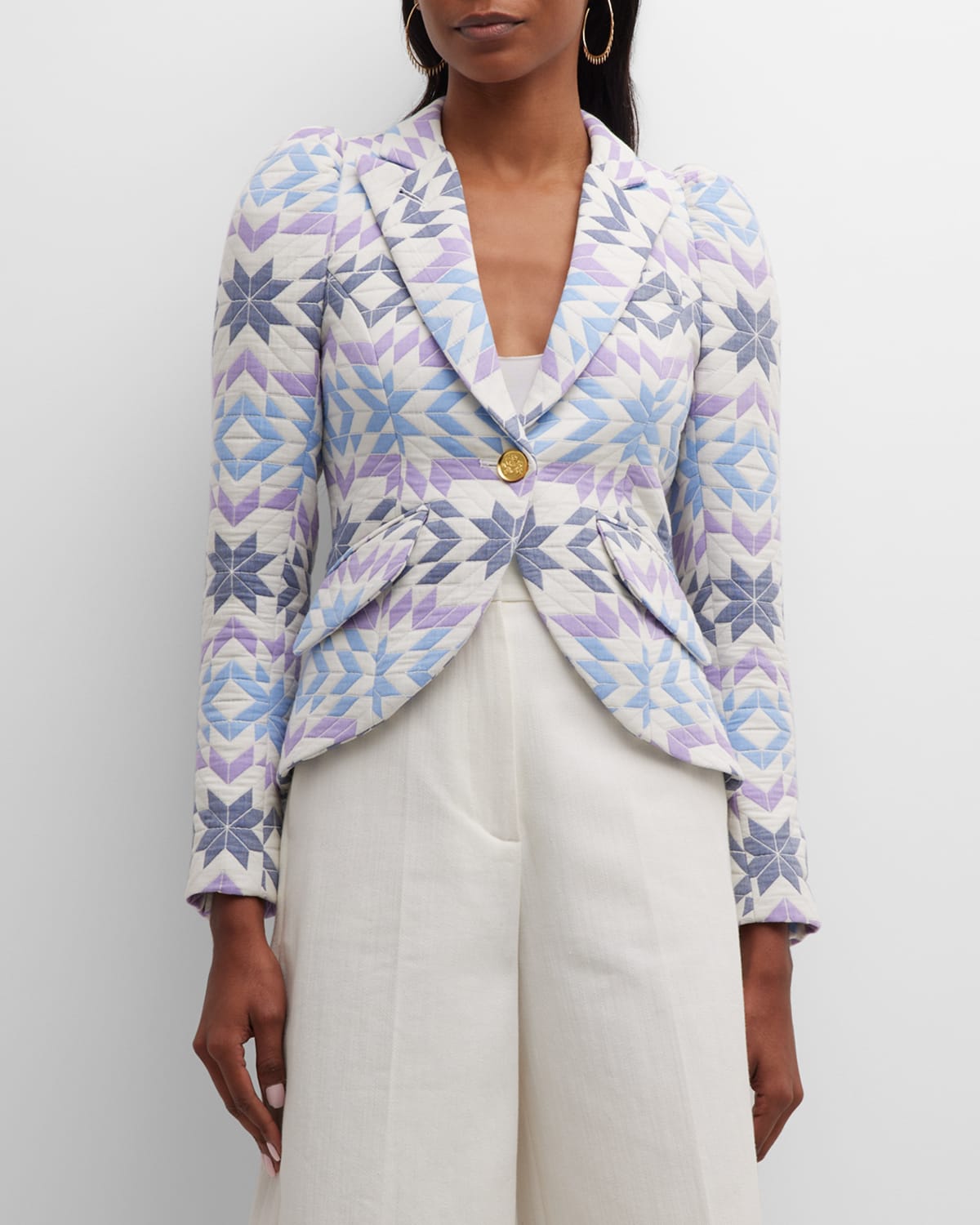iCotton Print Pouf Sleeve Top