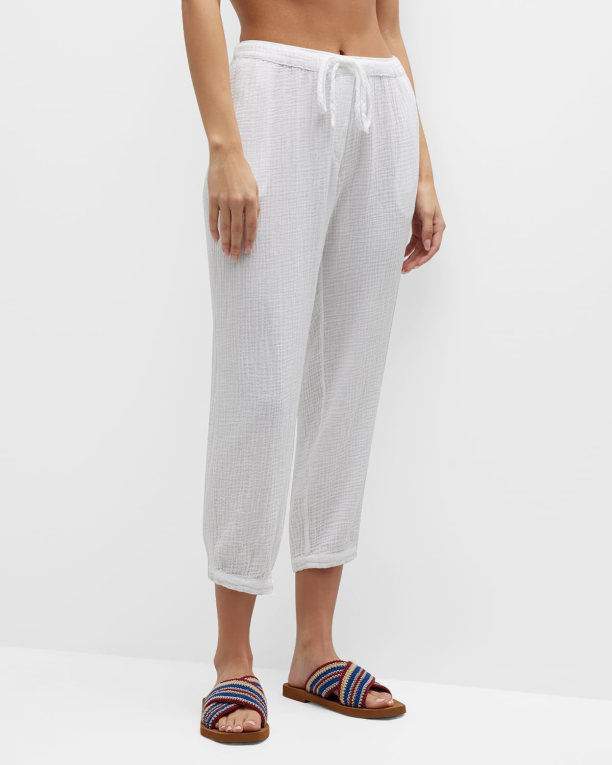 Xirena Jordyn Crinkled Cropped Cotton Gauze Pants Neiman Marcus