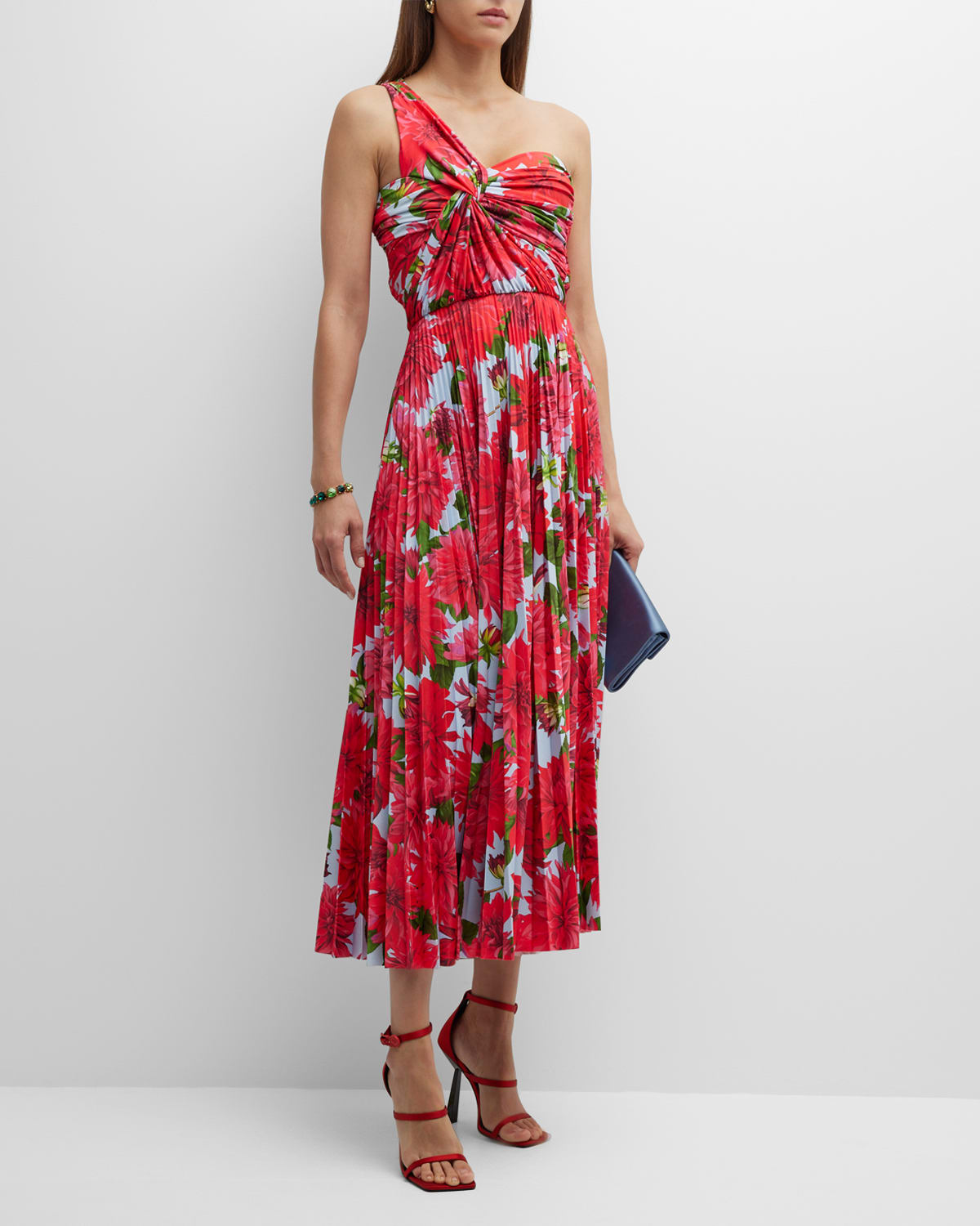 Jason Wu Collection Dahlia Print Pleated Midi Dress | Neiman Marcus