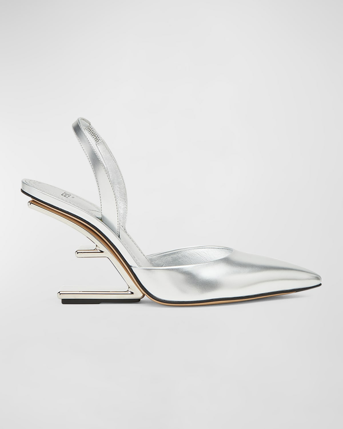 Fendi First Leather F-Heel Slingback Pumps | Neiman Marcus