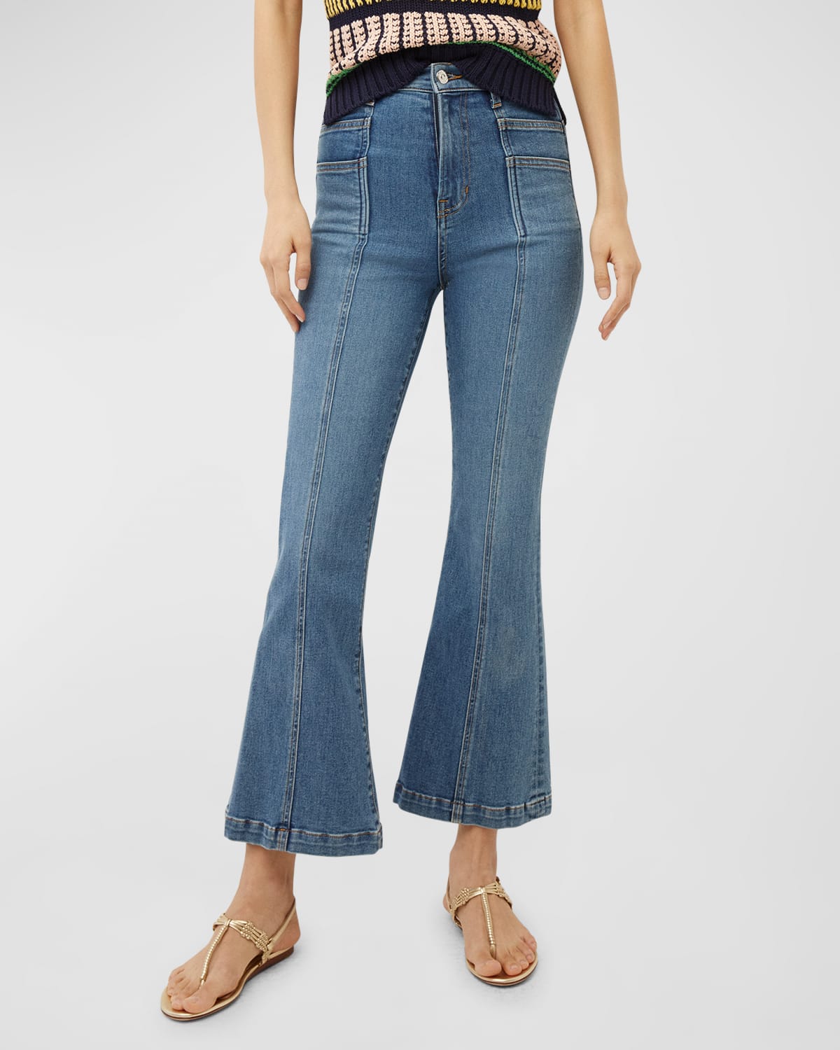 Veronica Beard Jeans Carson High-Rise Ankle Flare Jeans | Neiman Marcus