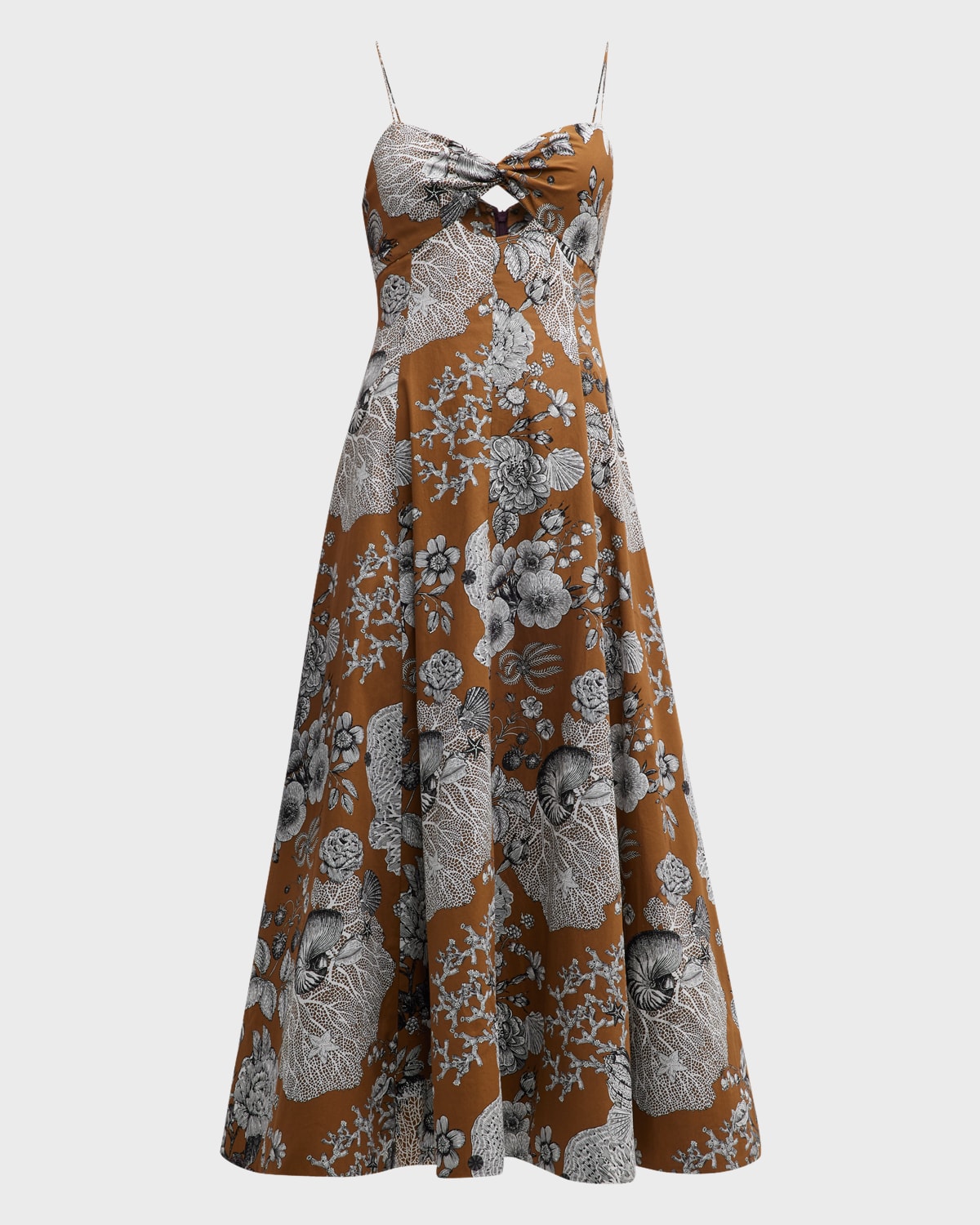 Lela Rose Bow-Shoulder Tiered Tulle Midi Dress | Neiman Marcus