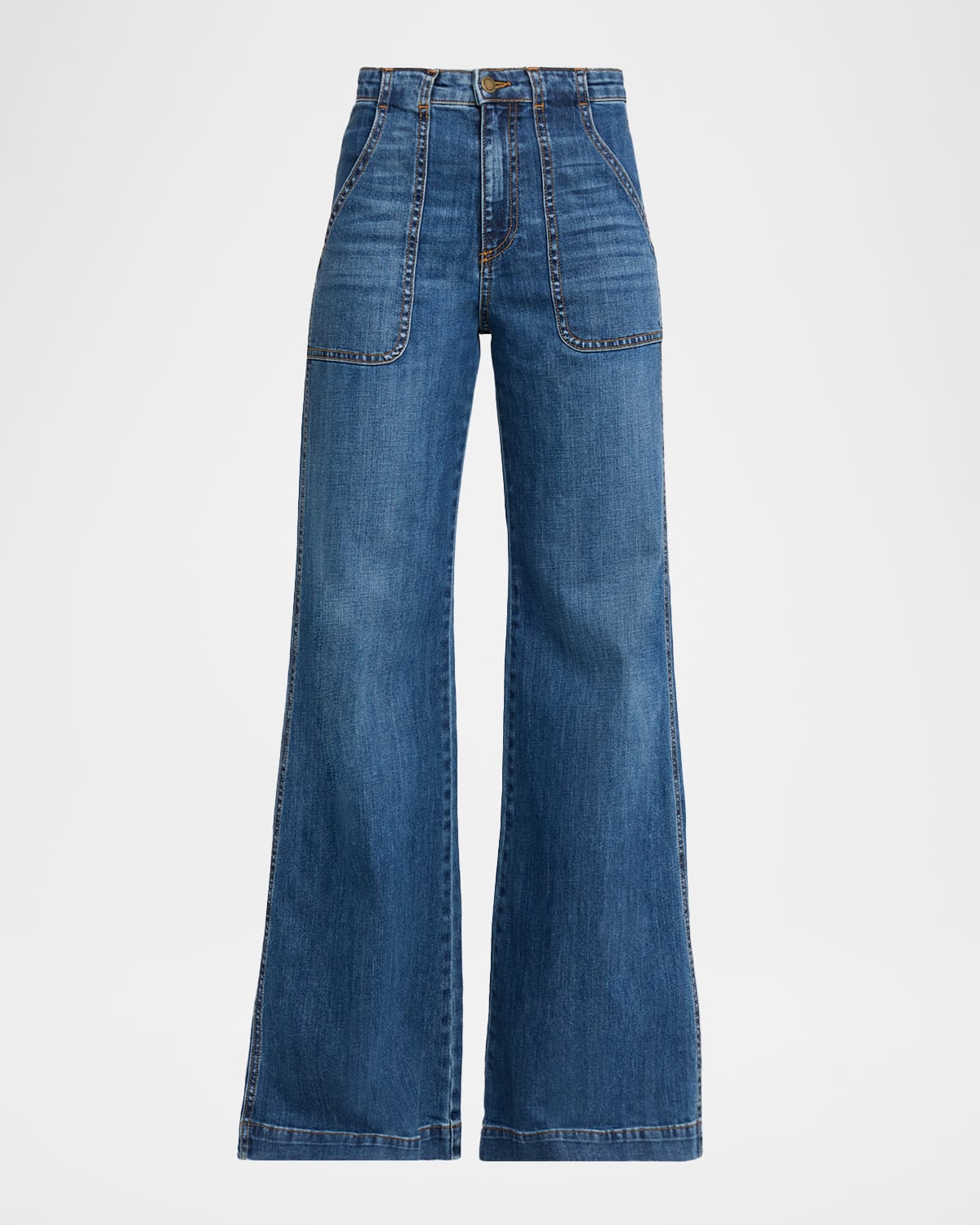 Ramy Brook Clifford Wide-Leg White Wash Jeans | Neiman Marcus