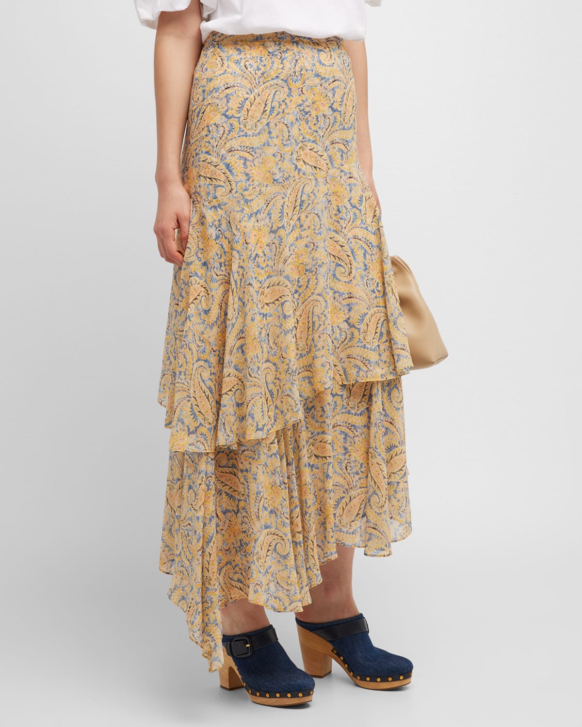 Etro Maxi Skirt w/ Ruffle Detail Neiman Marcus