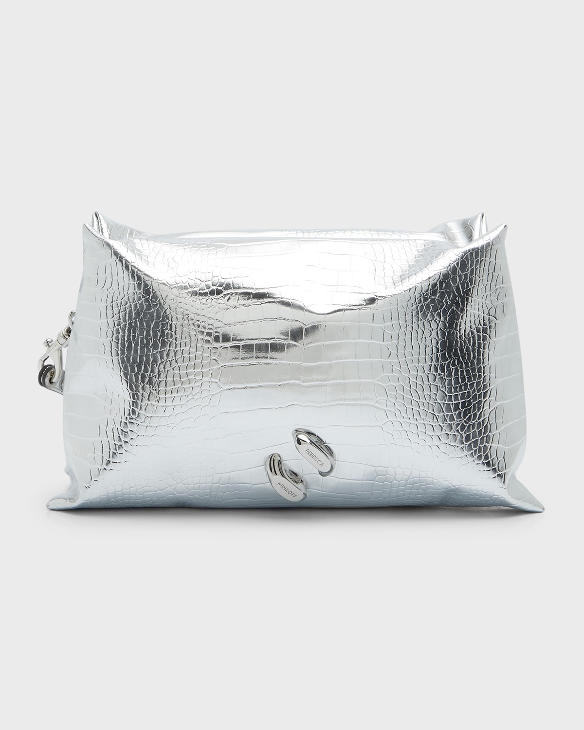 Rebecca Minkoff Ruched Zip Faux-Leather Clutch Bag | Neiman Marcus