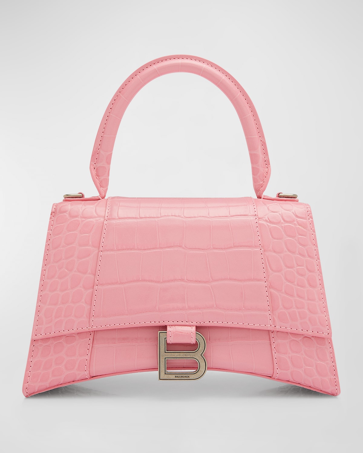 Balenciaga Hourglass Small CrocEmbossed TopHandle Bag Neiman Marcus