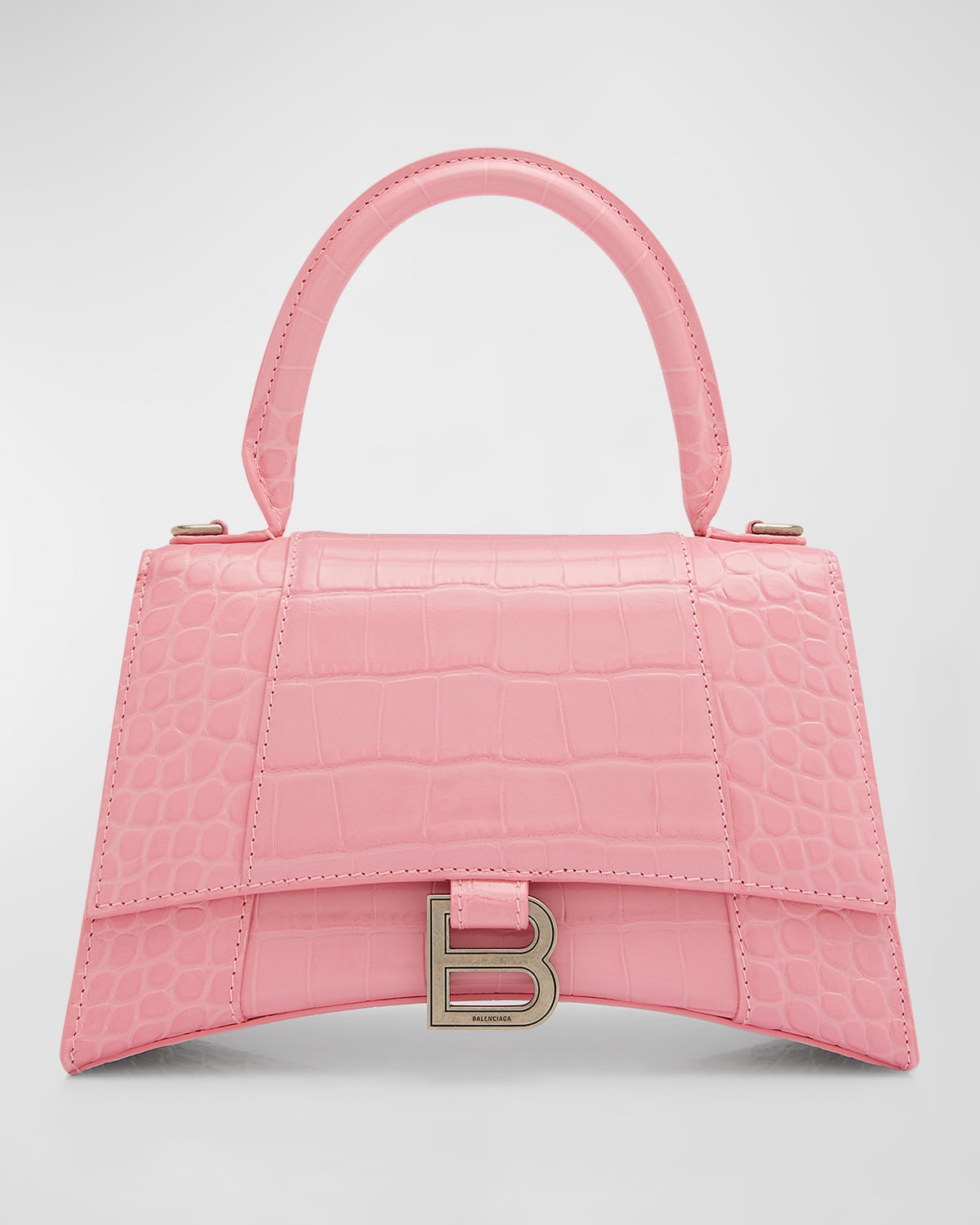 Balenciaga Hourglass Small Croc-Embossed Top-Handle Bag | Neiman Marcus