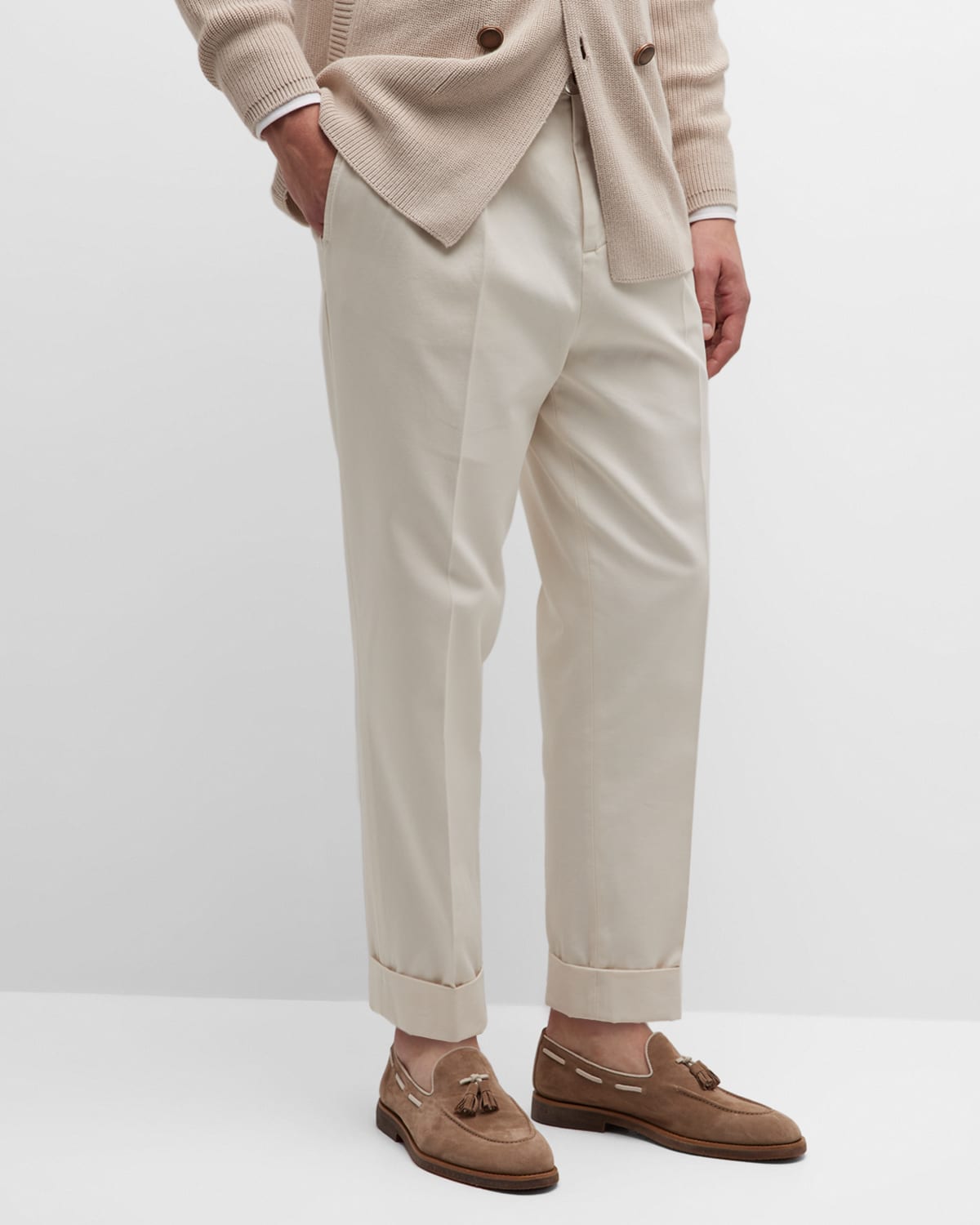Brunello Cucinelli Men's Pinstripe Pleated Pants | Neiman Marcus