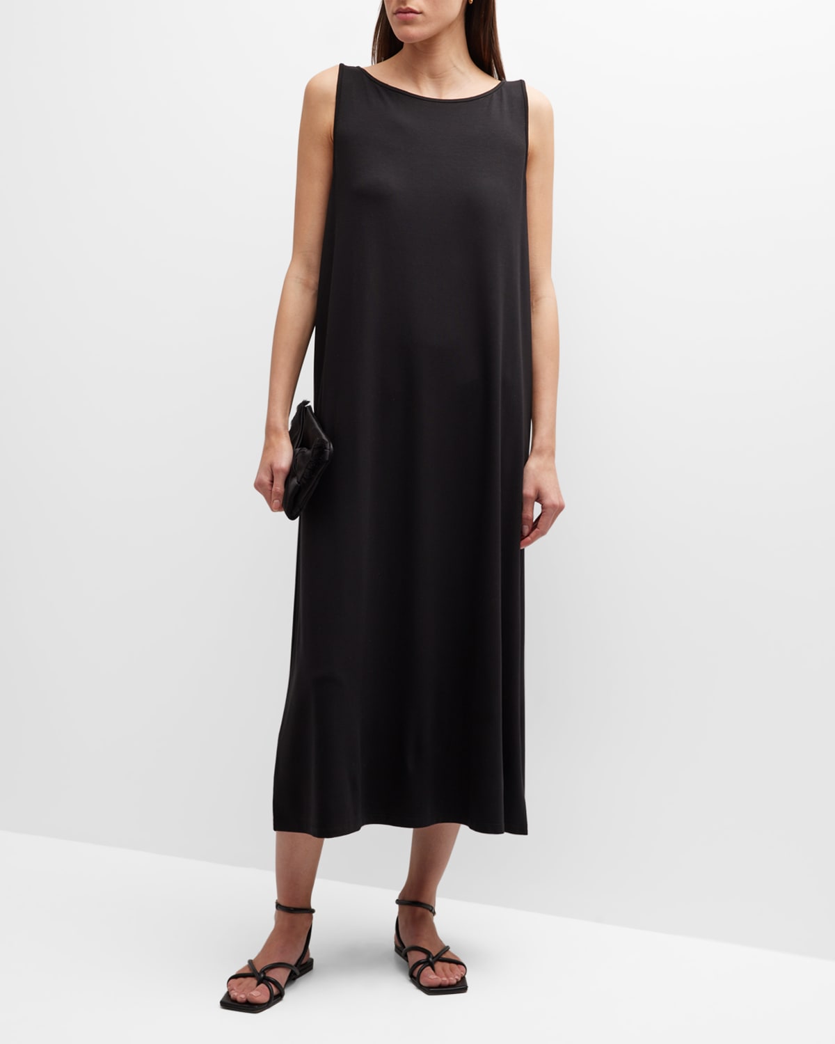 Eileen Fisher Scoop-Neck Jersey-Knit Midi Dress | Neiman Marcus