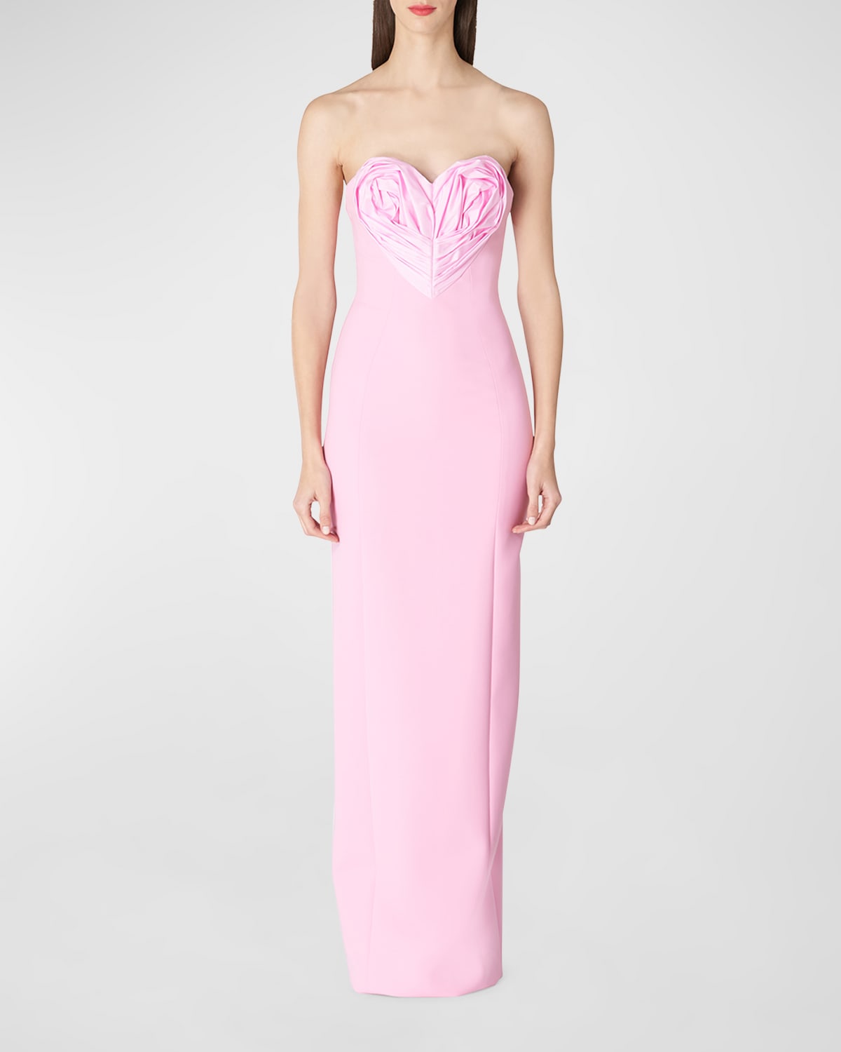 Carolina Herrera Column Gown with Attached Belted Overskirt | Neiman Marcus