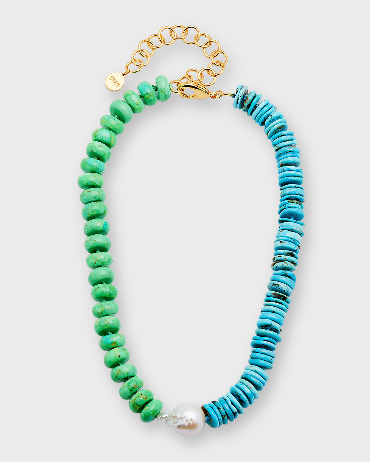 NEST Jewelry Turquoise Heishi with Baroque Pearl Necklace | Neiman Marcus