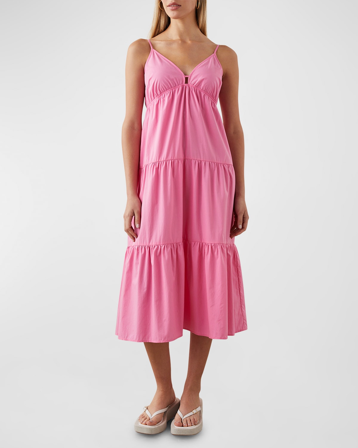 Rails Lucia Tiered Poplin Midi Dress | Neiman Marcus