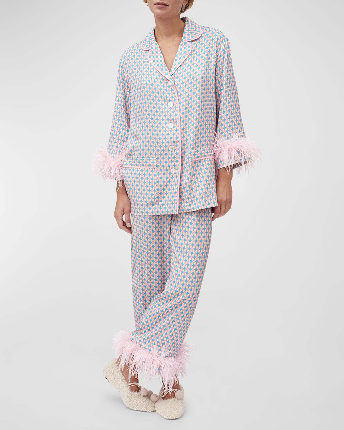 Sleeper FeatherTrim Party Pajama Set Neiman Marcus