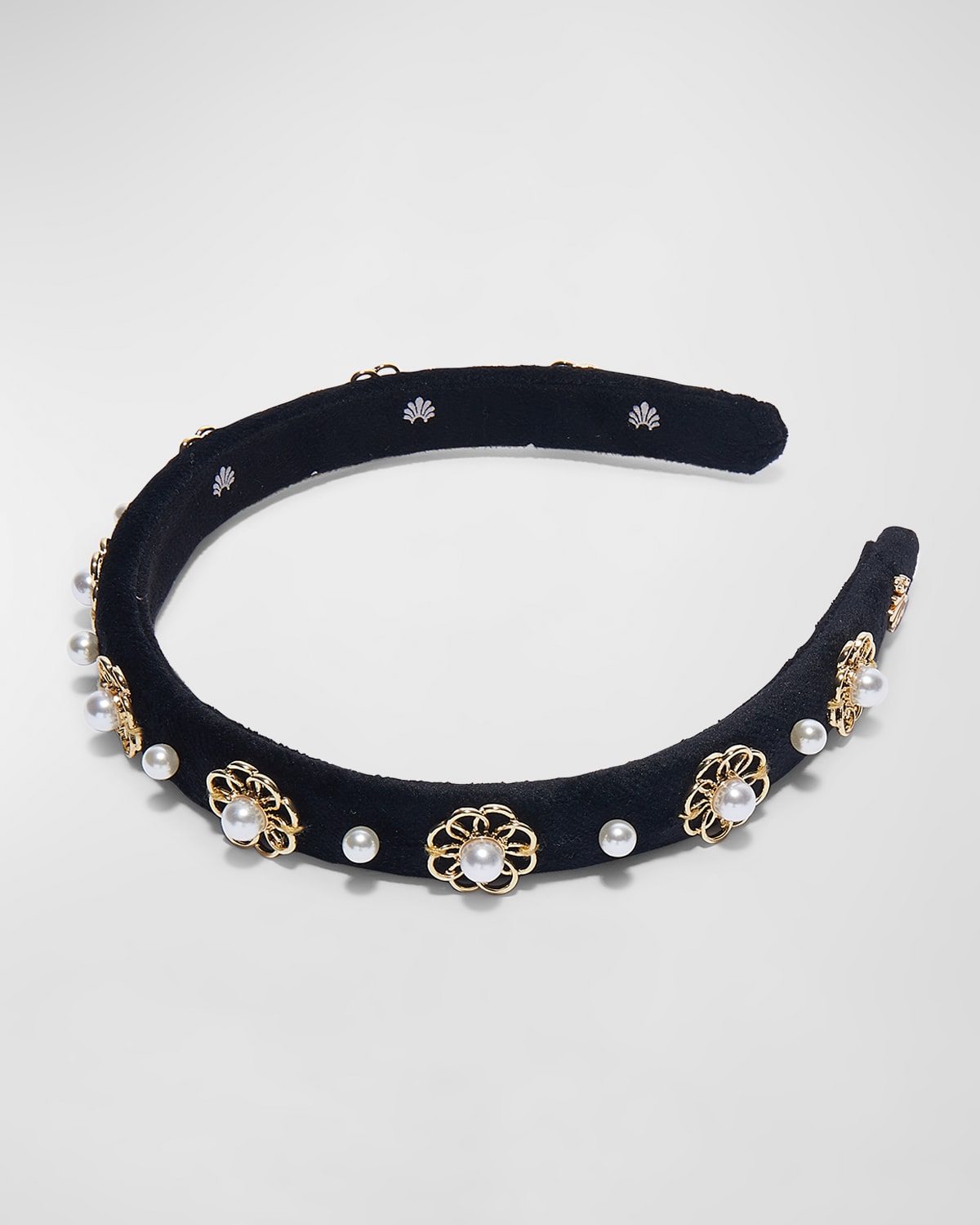 Lele Sadoughi Gigi Pearly Velvet Headband Neiman Marcus