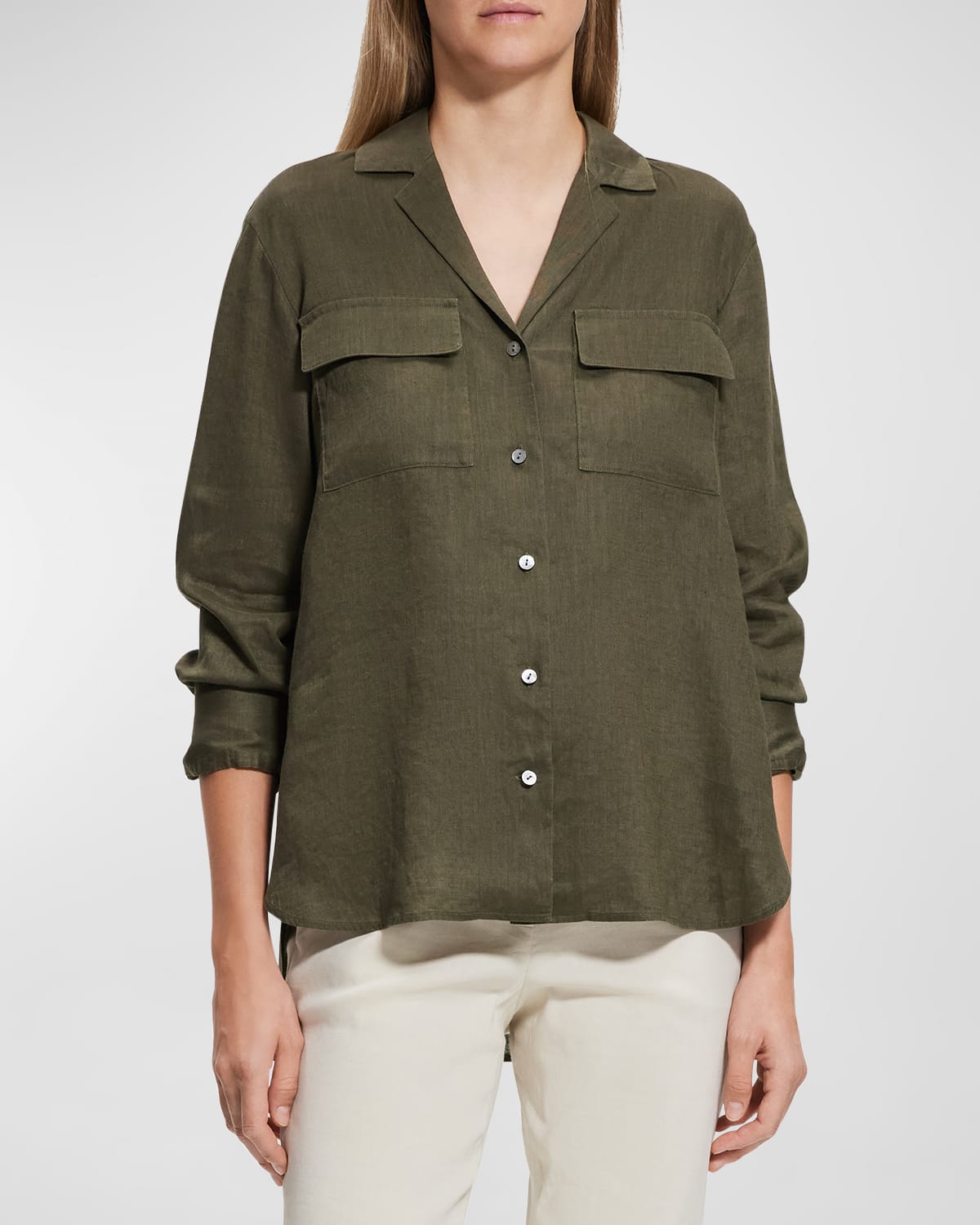 Vince Relaxed Linen Button-Front Shirt | Neiman Marcus