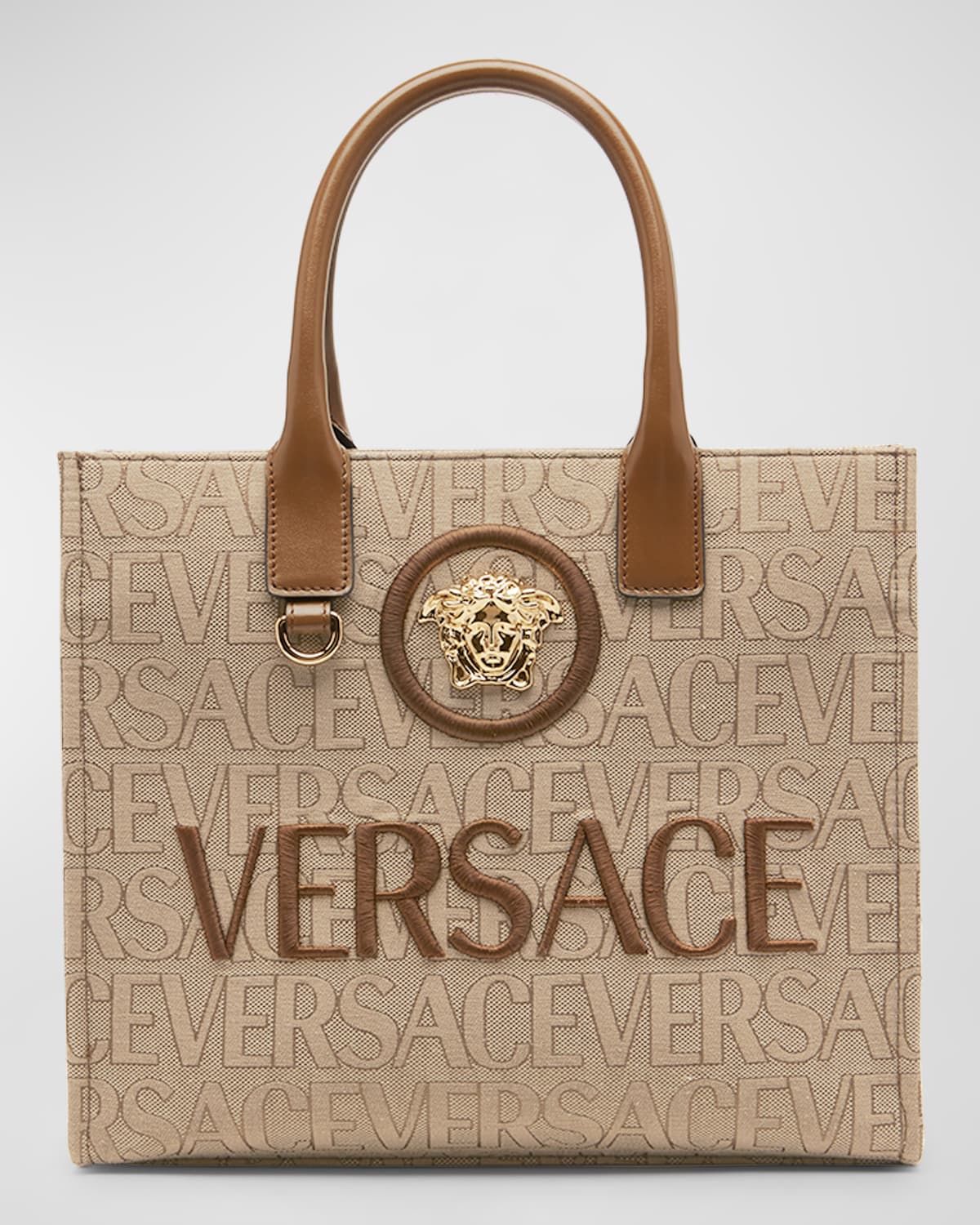 Versace La Medusa Small Canvas Tote Bag Neiman Marcus