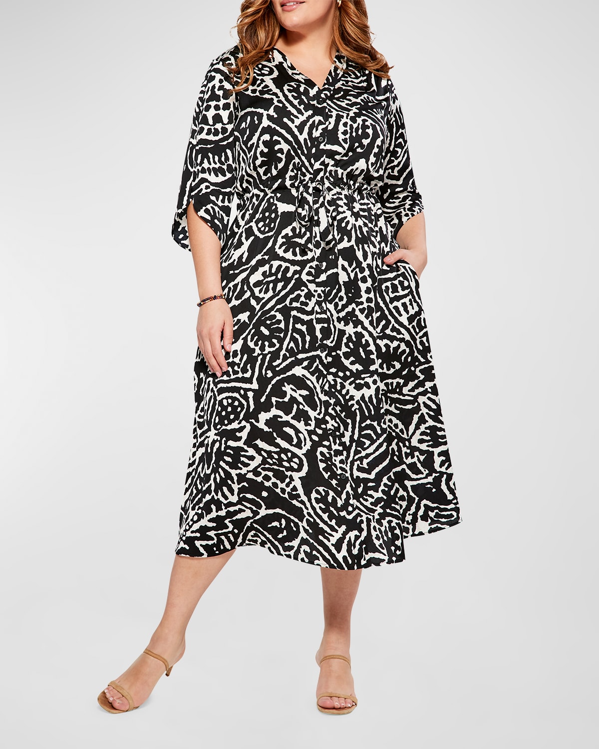 Marina Rinaldi Plus Size Danzica Abstract-Print Shirtdress | Neiman Marcus