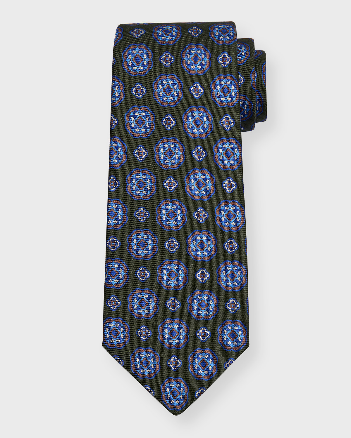 Kiton Men's Woven Medallion Silk Tie Neiman Marcus