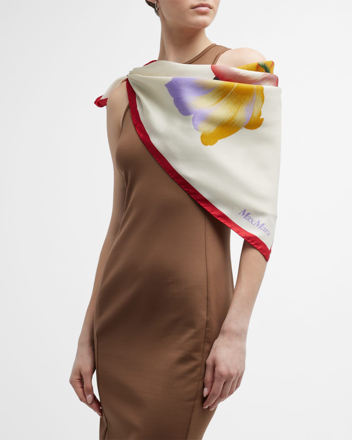 Toteme Embroidered Monogram Silk Square Scarf | Neiman Marcus