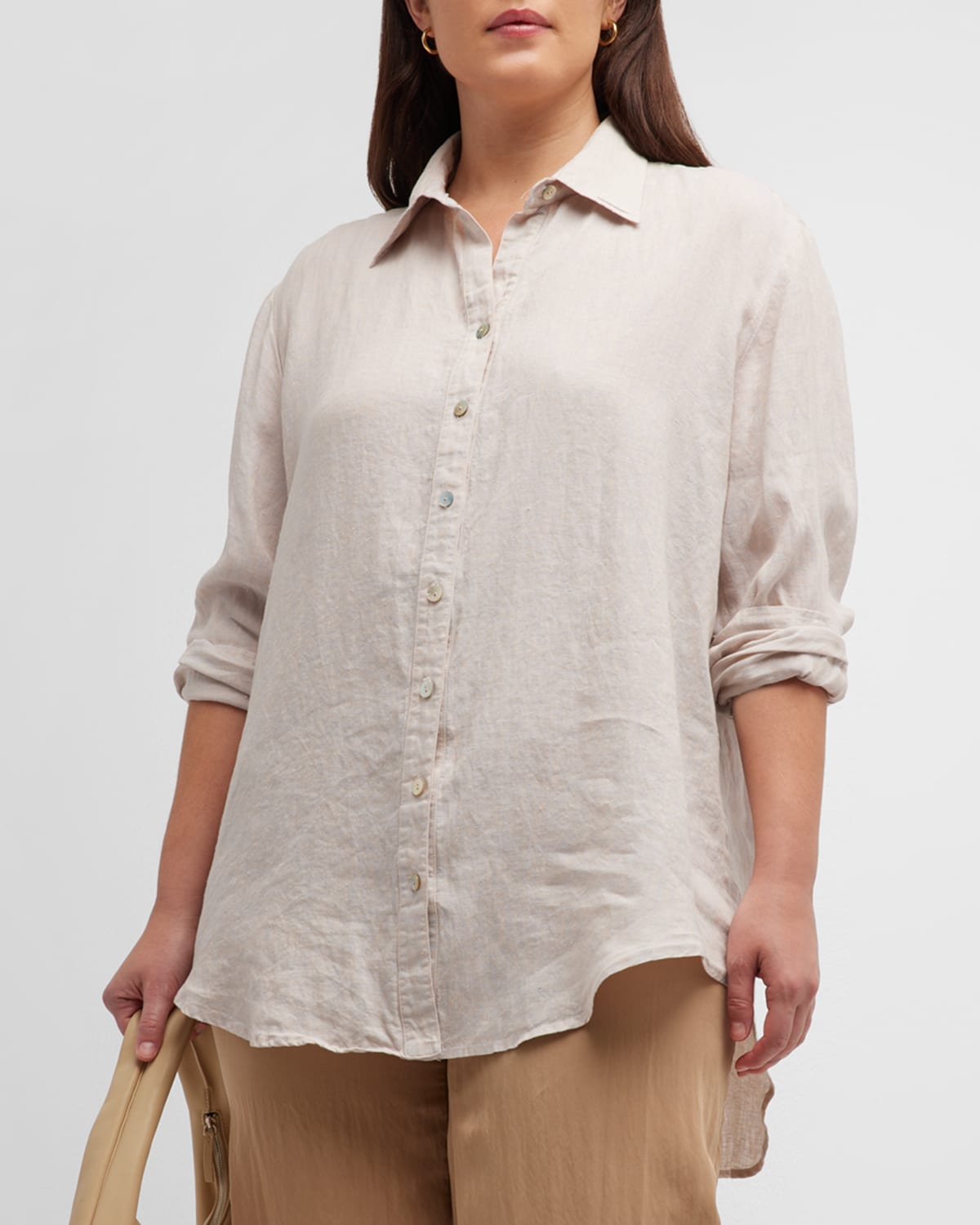 Finley Monica Oversized Linen Boyfriend Shirt | Neiman Marcus