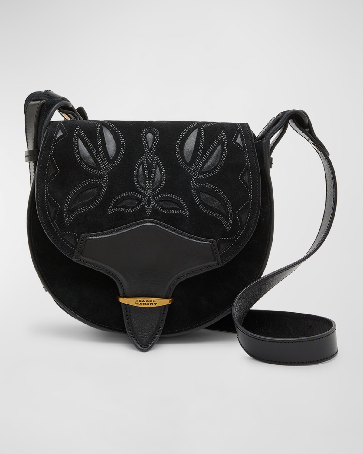 Isabel Marant Botsy Saddle Suede Shoulder Bag | Neiman Marcus
