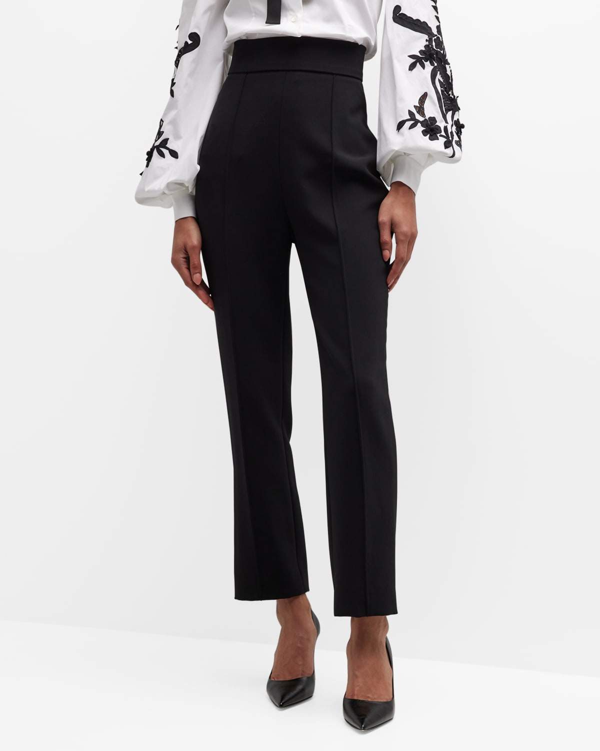 Sau Lee Alex Crepe High-Rise Flare Pants | Neiman Marcus