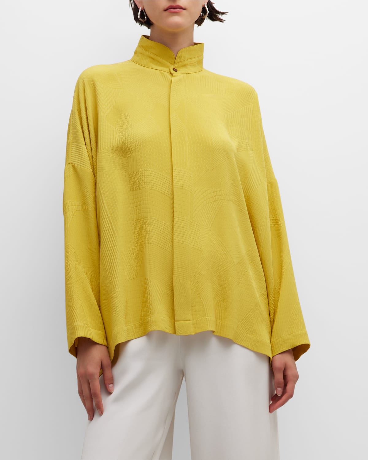 Eskandar Wide A-Line Shirt with Mandarin Collar (Mid-Plus) | Neiman Marcus