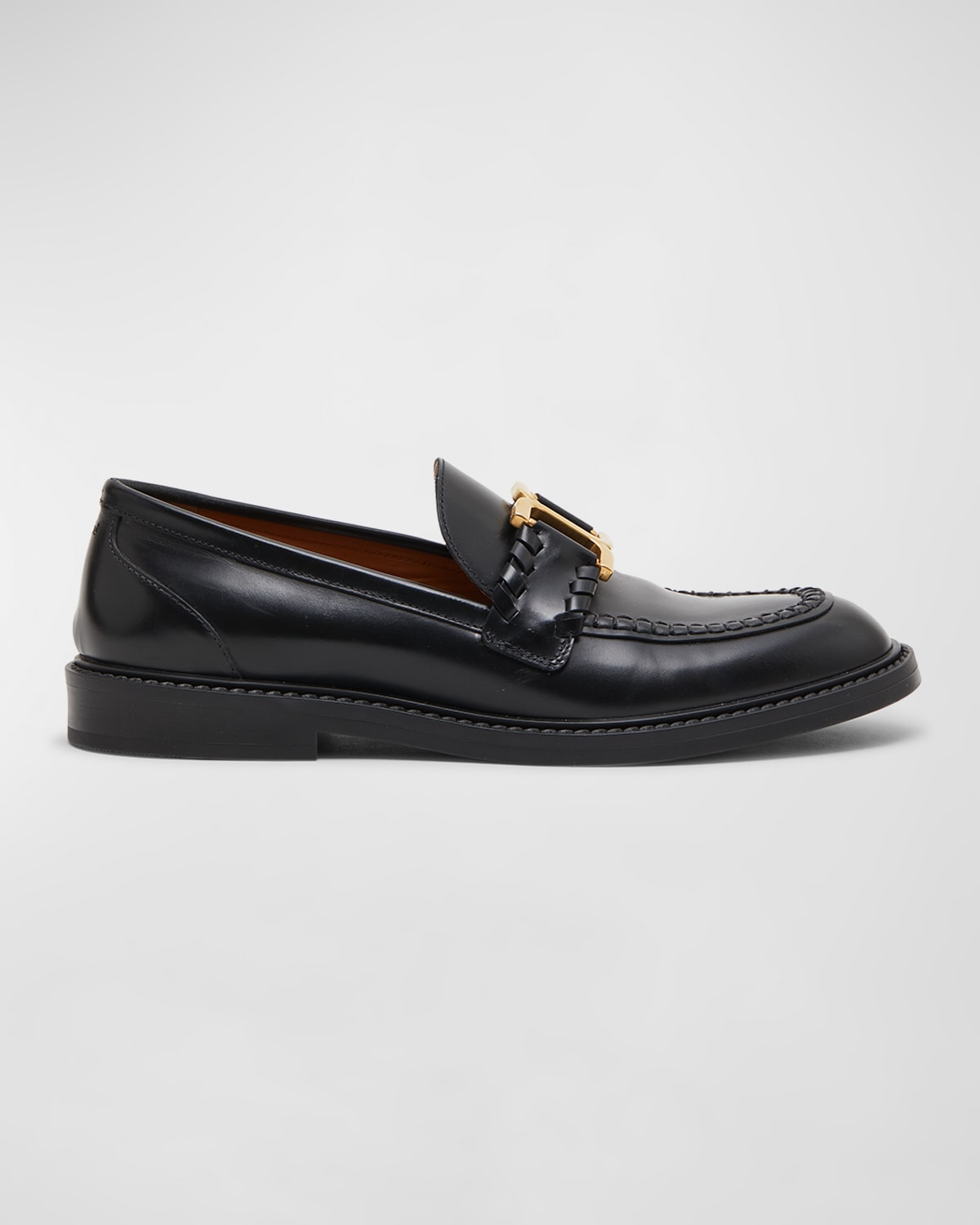 Chelsea Paris Claude Leather Chain Heeled Loafers | Neiman Marcus