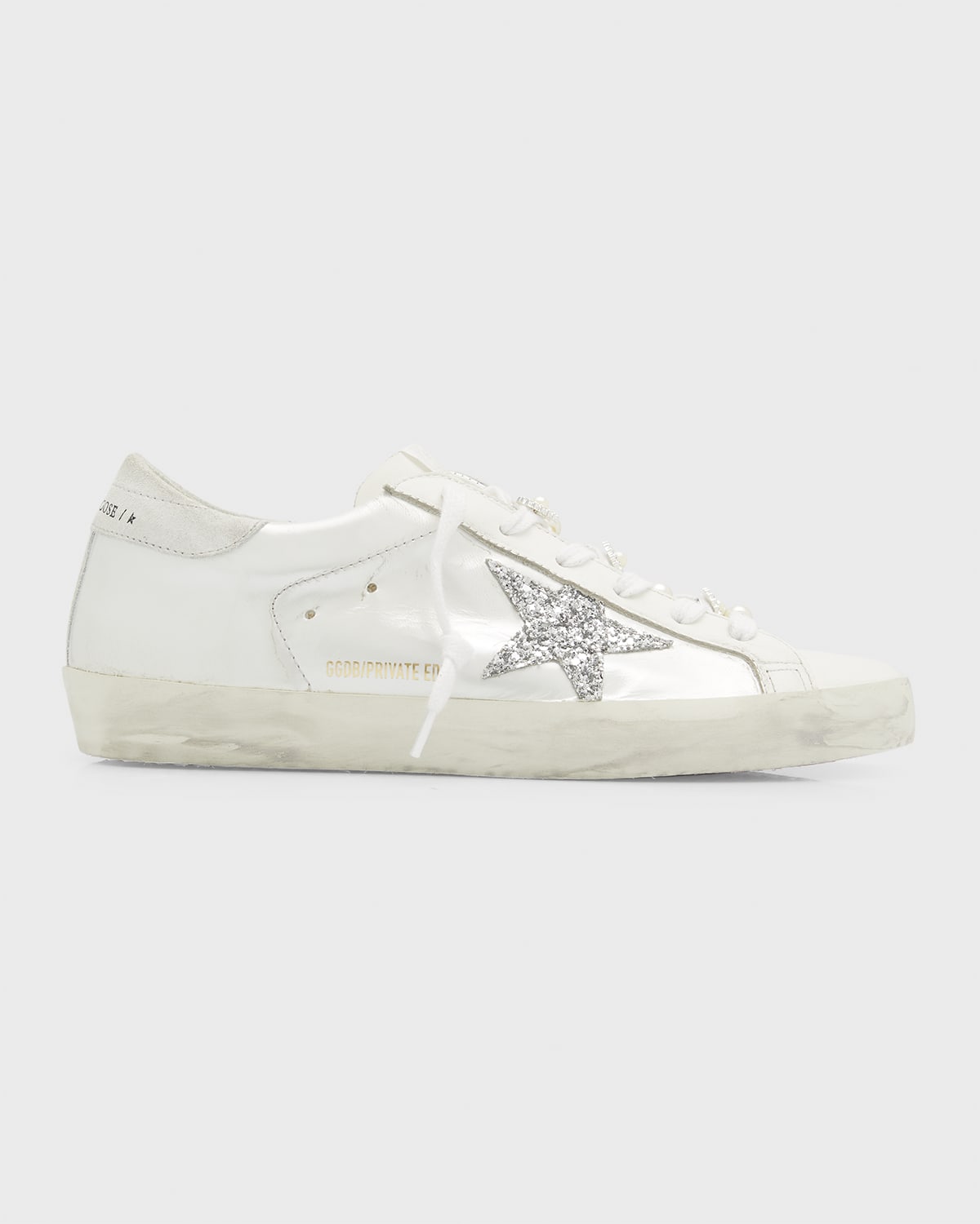Golden Goose Superstar Leather Glitter LowTop Sneakers Neiman Marcus