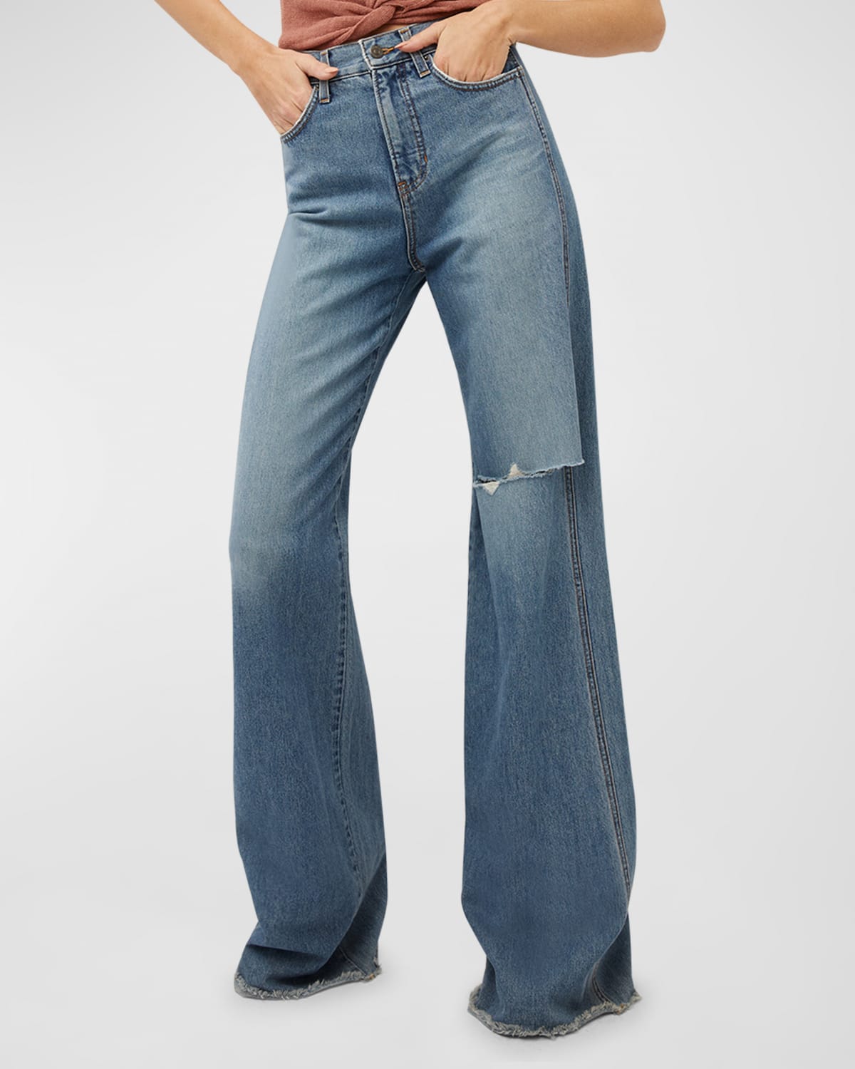 Veronica Beard Jeans Taylor Wide-Leg Ombre Jeans | Neiman Marcus