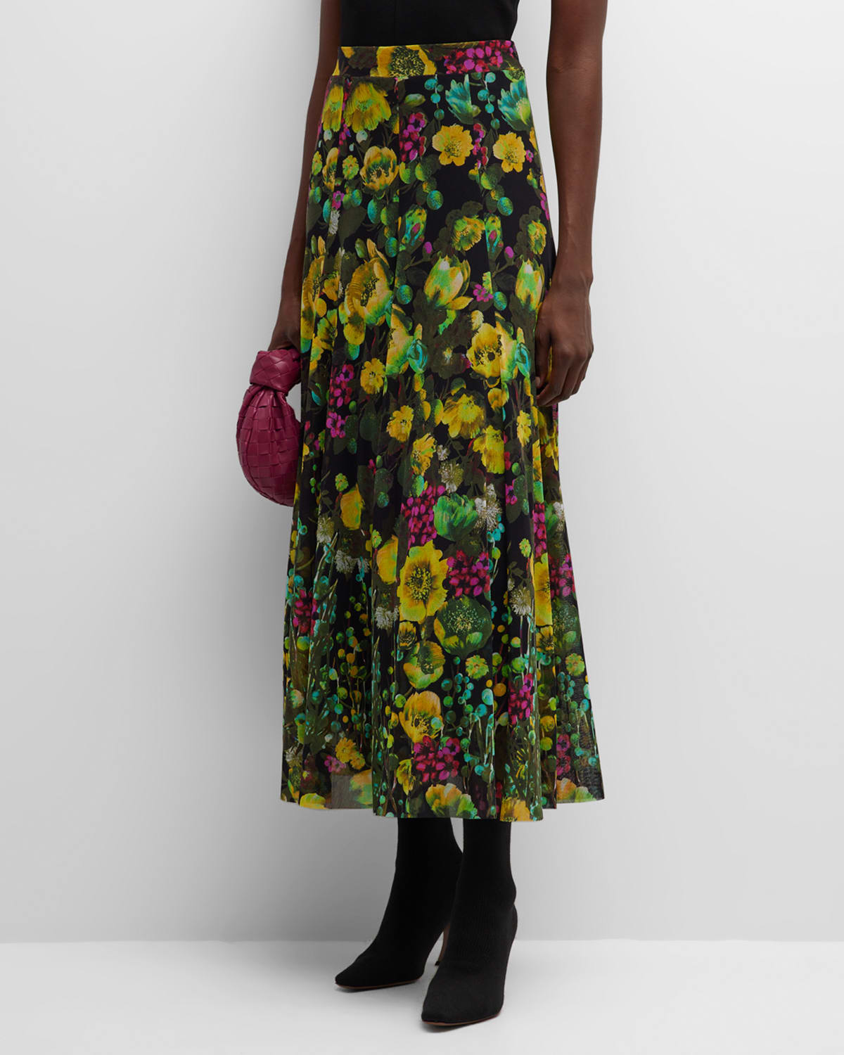 Fuzzi One-Shoulder Floral-Print Tulle Maxi Dress | Neiman Marcus