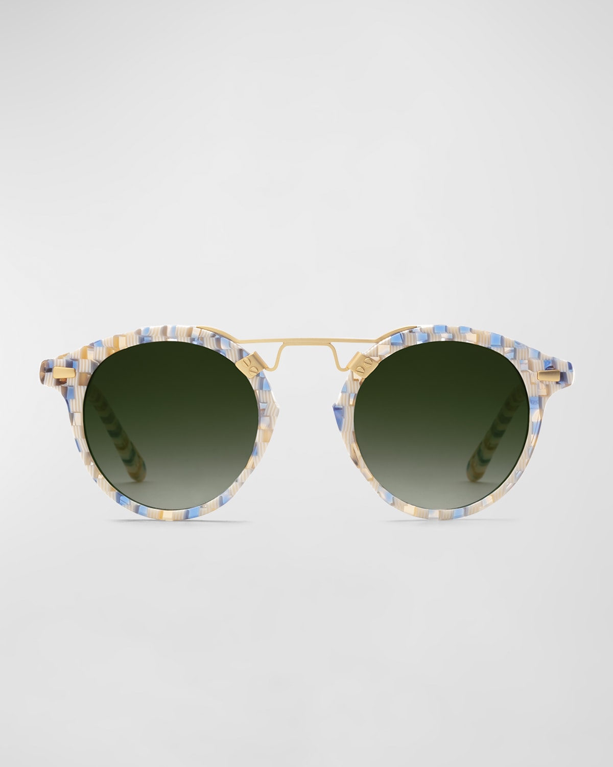 KREWE St. Louis Checkered Acetate Aviator Sunglasses Neiman Marcus