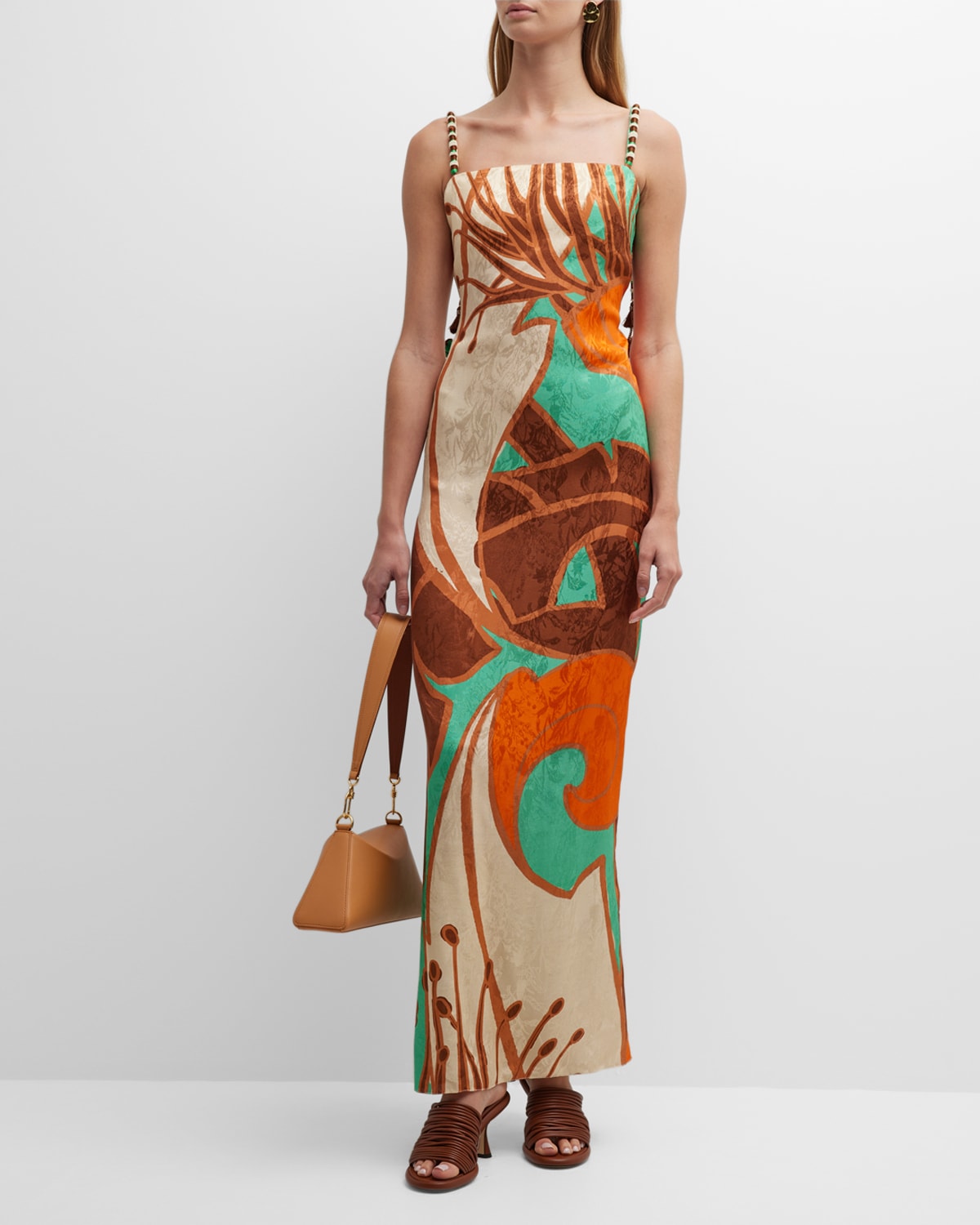 Johanna Ortiz Escritura Quipu Embroidered Maxi Dress with Detail Straps
