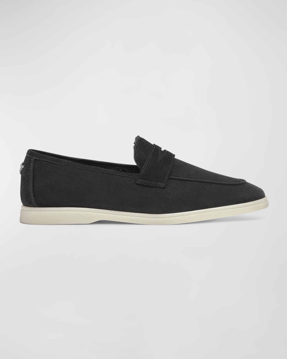 New Mens Loafers Shoe Genuine Leather Round Toe Stitching Details Suede