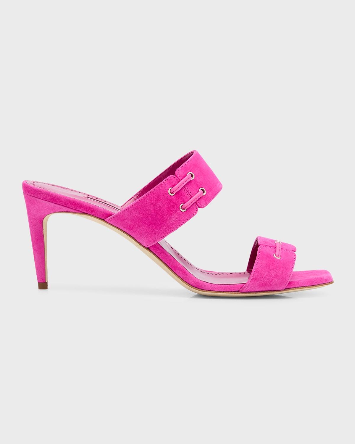 Manolo Blahnik Sophocles Perforated Dual-Band Slide Sandals | Neiman Marcus