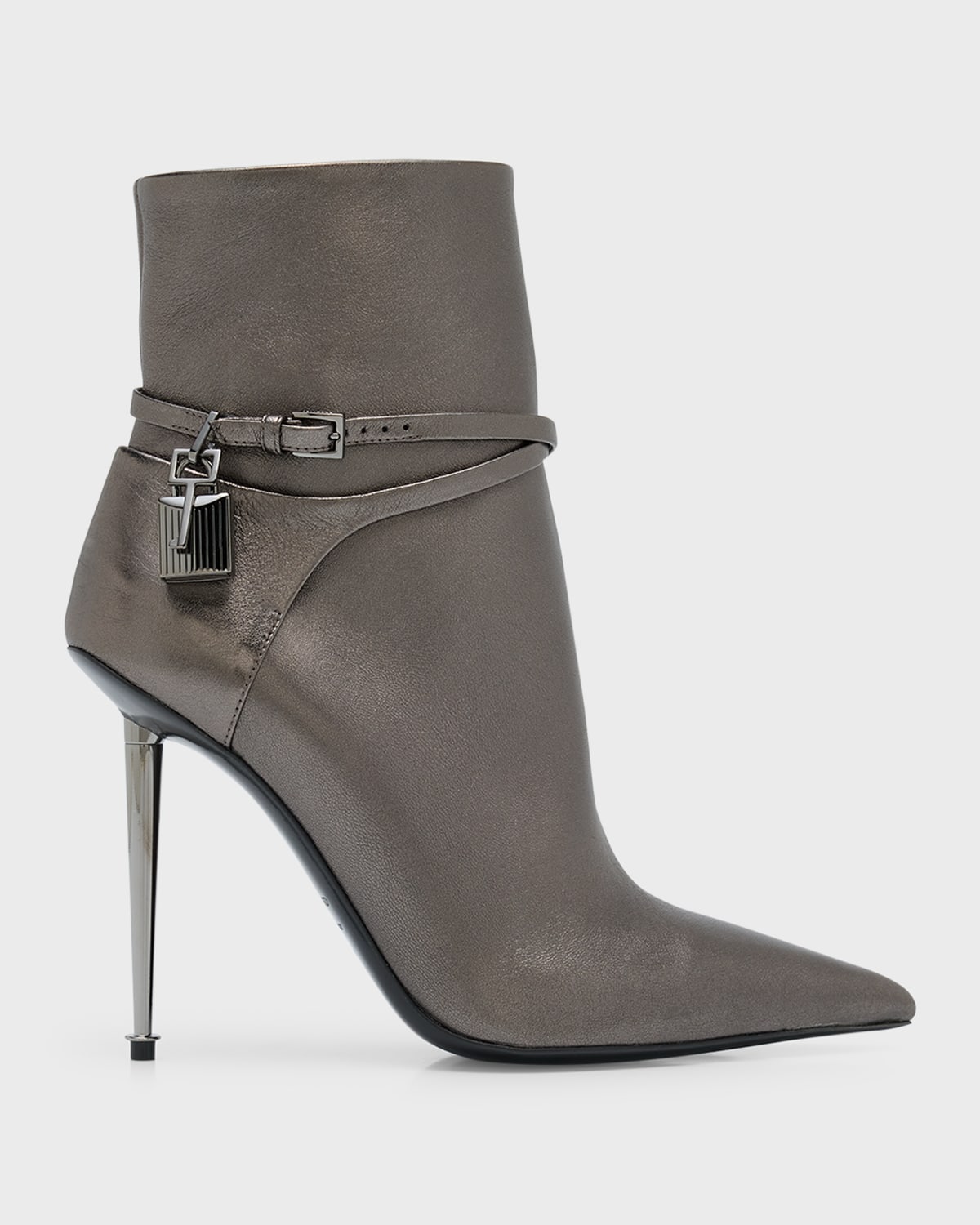 TOM FORD Lock 105mm Leather Ankle Booties | Neiman Marcus