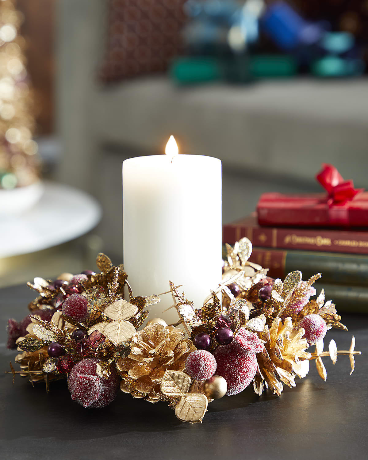 Salzburg Creations Brilliant Frost Candle Wreath Neiman Marcus