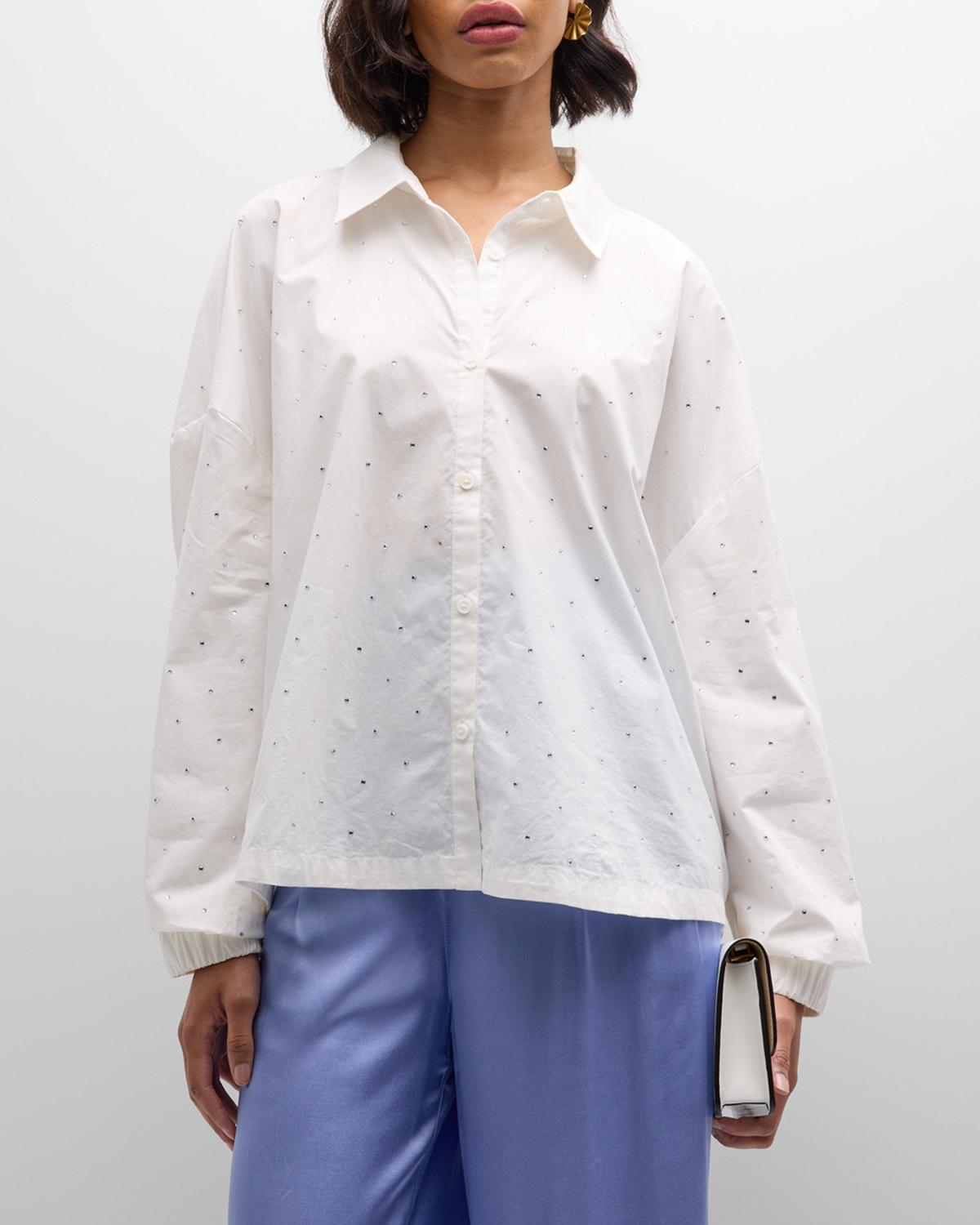 Essentiel Antwerp Darmot Embellished-Sleeve Button-Front Poplin Shirt ...