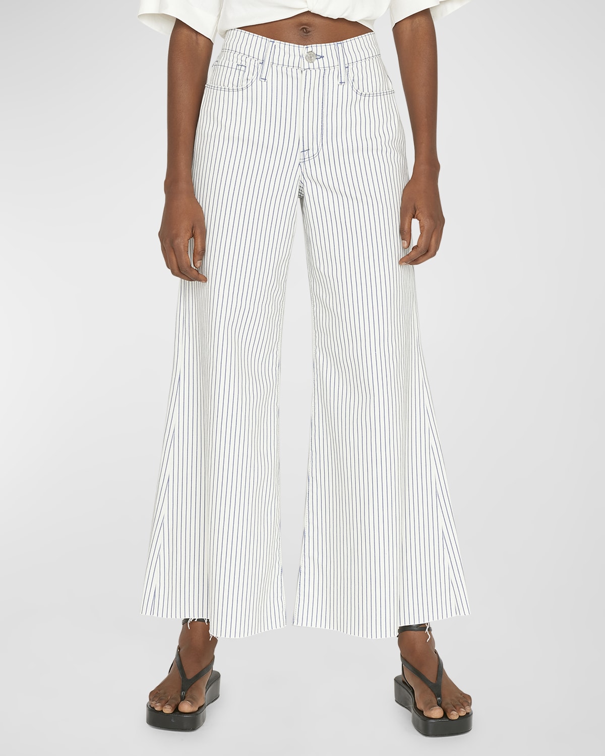 FRAME Le Palazzo Crop Raw-Hem Jeans | Neiman Marcus