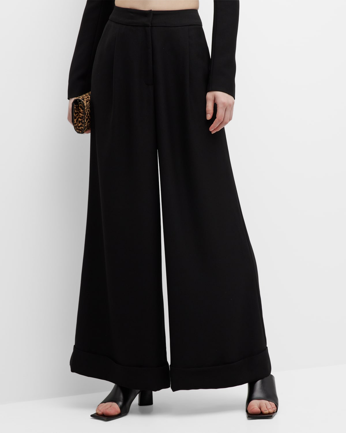 Spanx Crepe Mid-Rise Wide-Leg Pants | Neiman Marcus