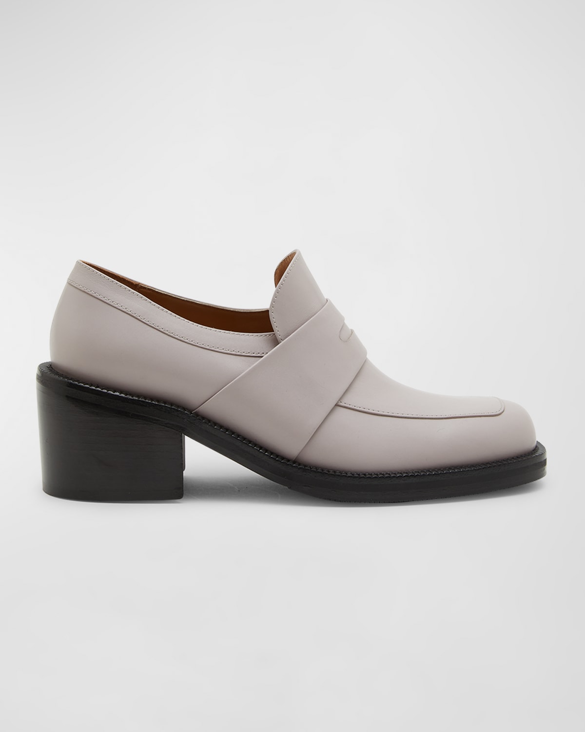 Miu Miu Patent Leather Heeled Penny Loafers | Neiman Marcus