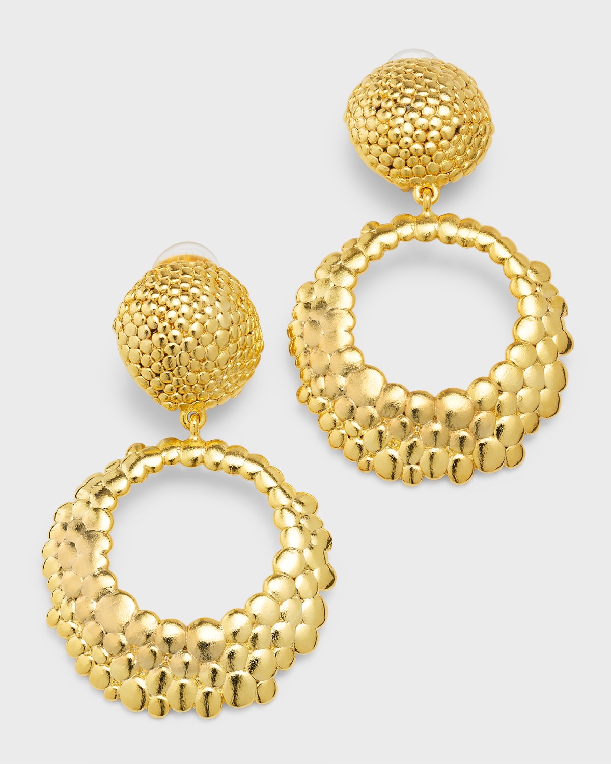 Kenneth Jay Lane Polished Gold Long Tapered Clip-On Hoop Earrings ...