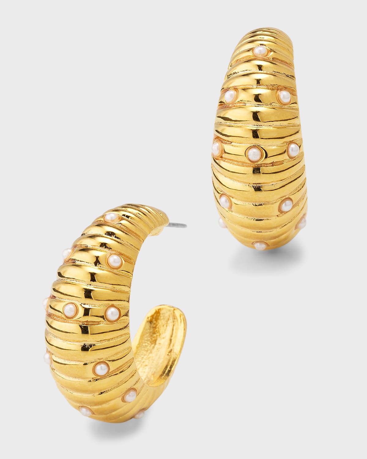 Kenneth Jay Lane Gold Scaly Textured Hoop Earrings Neiman Marcus