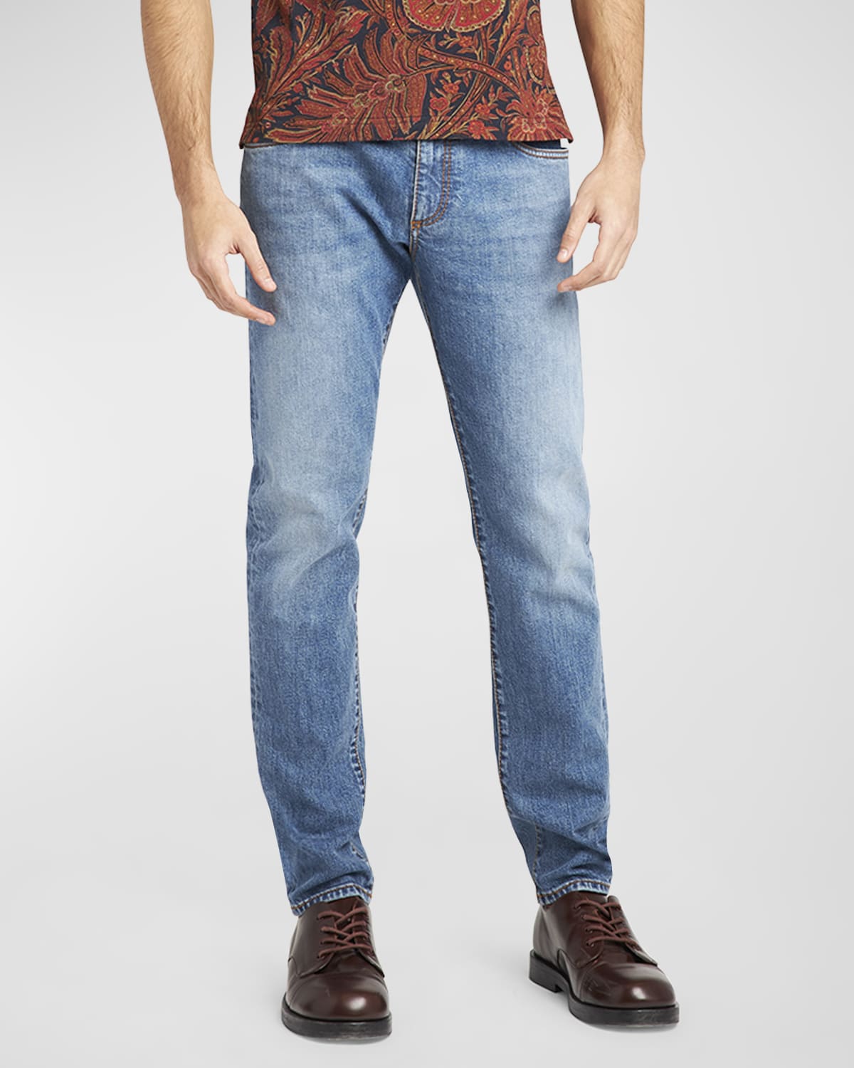 Amiri Men's Faded Varsity Tiger StraightLeg Jeans Neiman Marcus