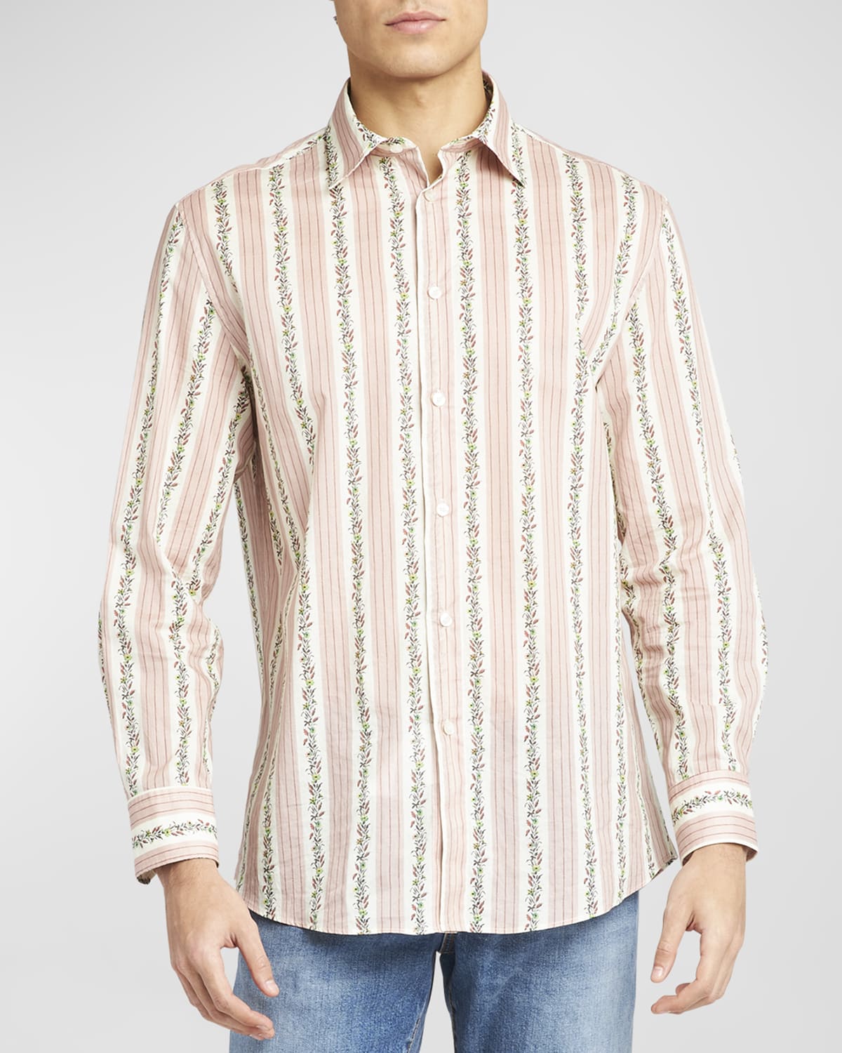 Kiton Men's MultiStripe Cotton Dress Shirt Neiman Marcus