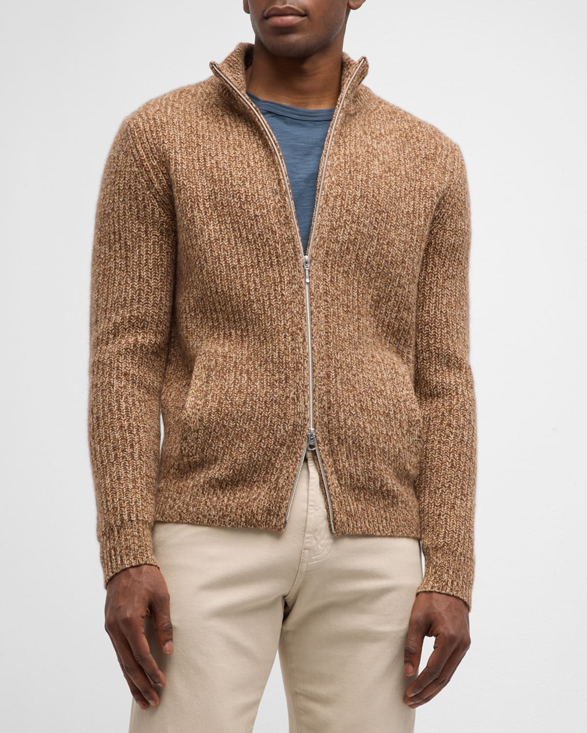 Neiman Marcus Men S Cable Knit Cashmere Full Zip Sweater Neiman Marcus