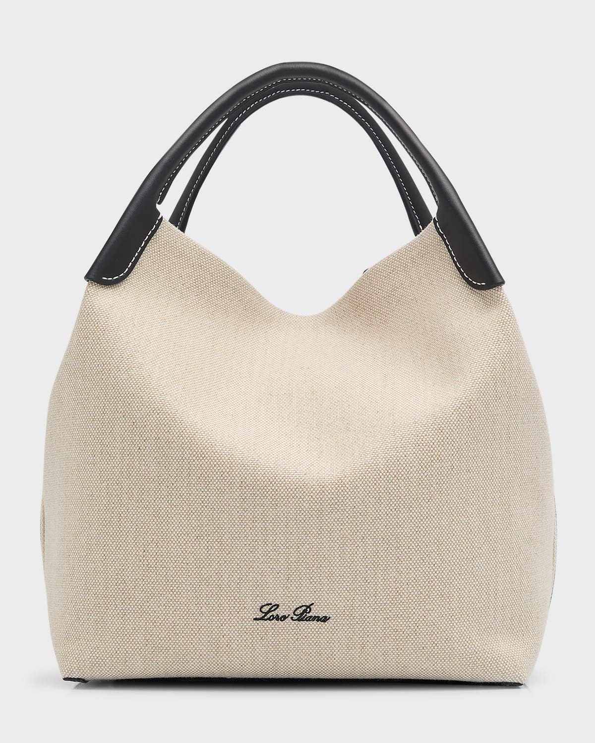 Loro Piana Large Bale Fine-Grain Leather Bag | Neiman Marcus