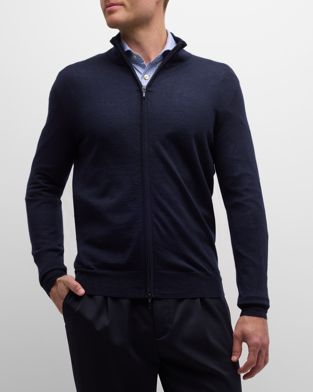 Neiman Marcus Men's CashmereSilk QuarterZip Sweater Neiman Marcus